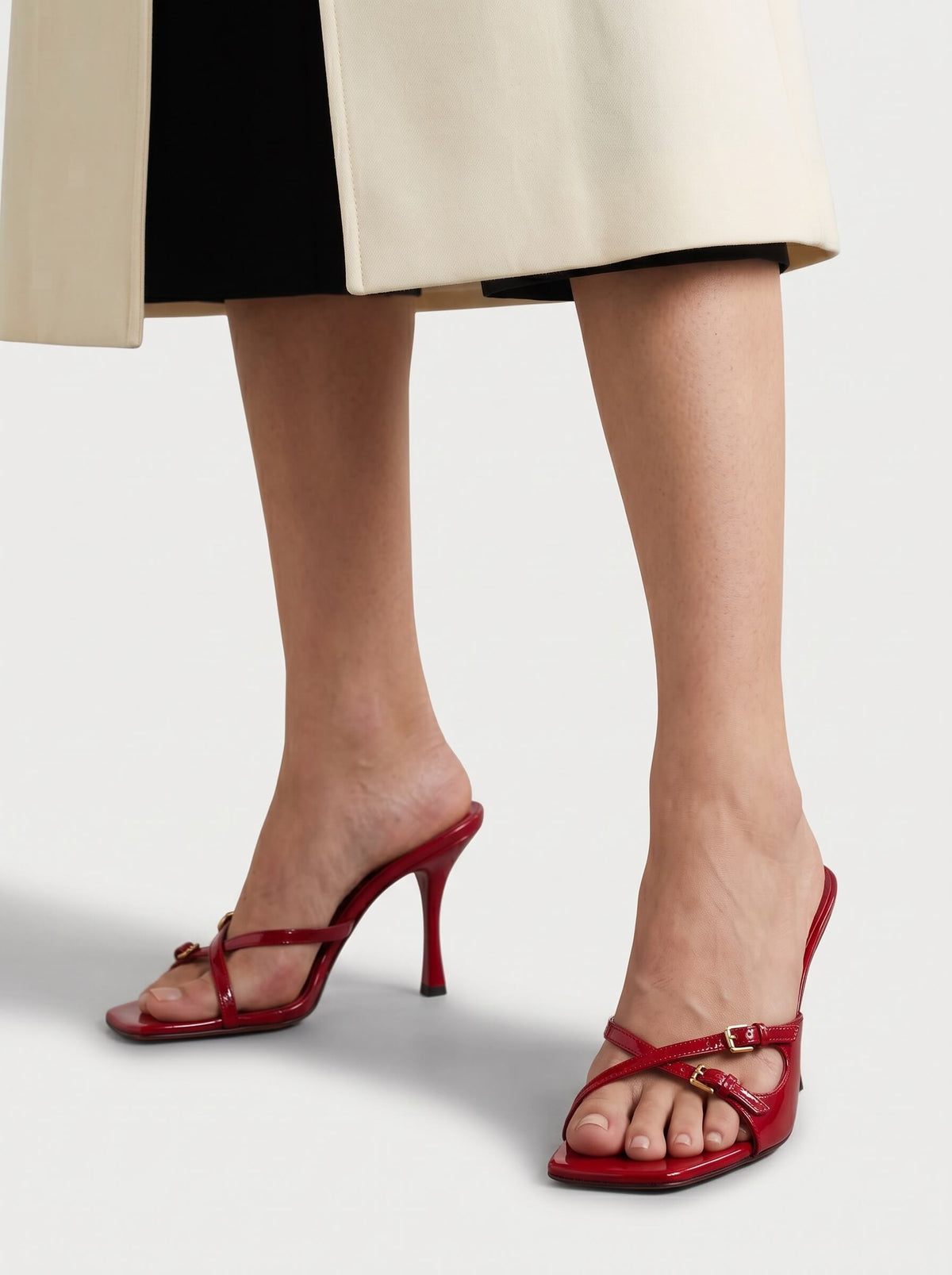 Scarlet Buckle Mules