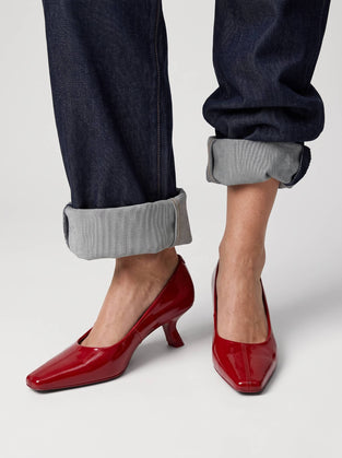 Scarlet Patent Pumps